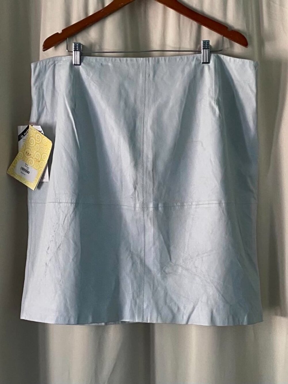 Dialogue Gray 100% Leather A-Line Skirt Women's Size 24 (21) Side Zip Lined NWT